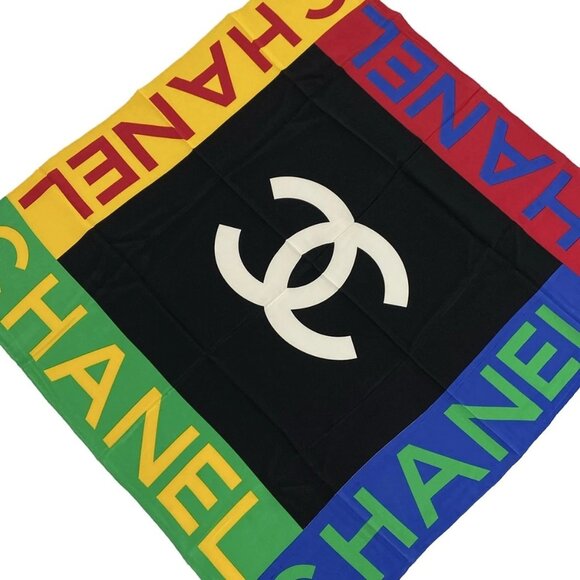 CHANEL Black Green Multi Scarf 334-062425 - Picture 1 of 6
